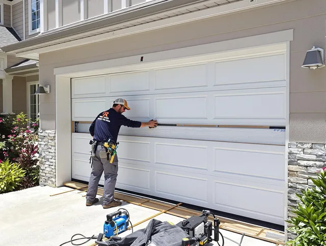 Westerly Garage Door Repair team performing complete garage door replacement at Westerly residence