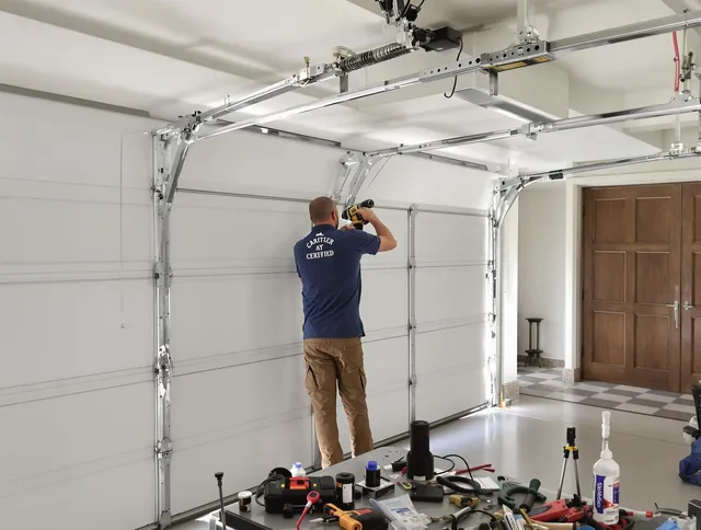 Westerly Garage Door Repair certified technician performing precision garage door repair in Westerly