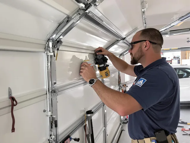 Westerly Garage Door Repair technician quieting a noisy garage door in Westerly