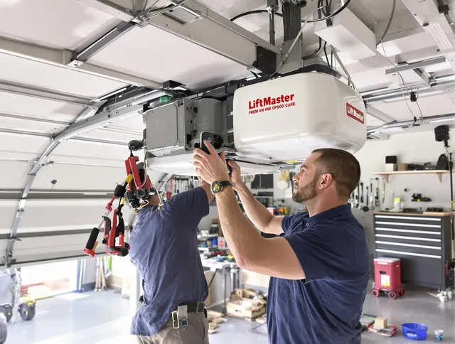 Westerly Garage Door Repair technician performing advanced diagnostics on garage opener in Westerly