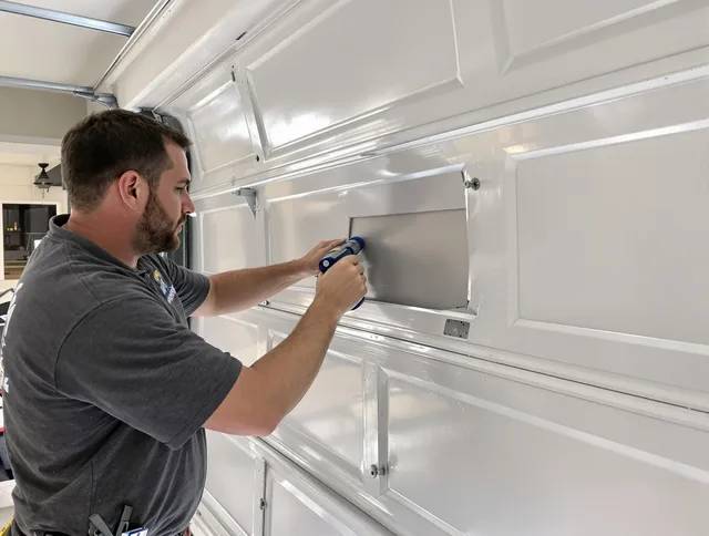Garage door panel repair by Westerly Garage Door Repair in Westerly