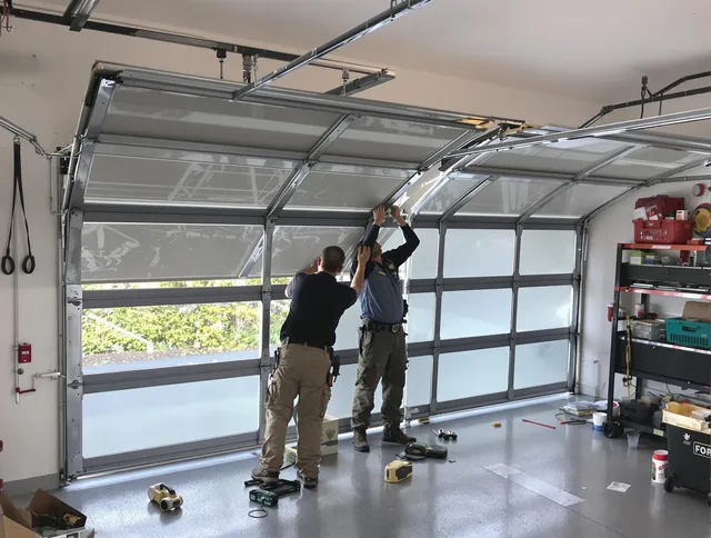 Westerly Garage Door Repair expert performing precise panel replacement on Westerly garage door